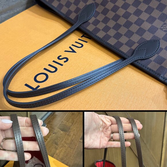 2024 Louis Vuitton Neverfull GM Damier Ebene Tote Bag w/ Cherry Red Interior - Picture 12 of 14